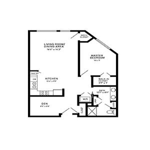 residential living 1 bed 1 bath town center C - floor plan holmstad
