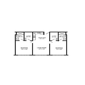 residential living 2 bed 2 bath building D&E - floor plan holmstad
