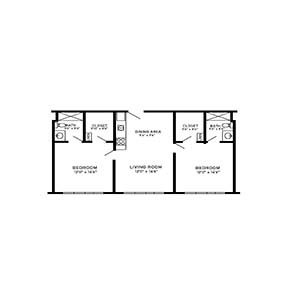 residential living 2 bed 2 bath building A&C - floor plan holmstad