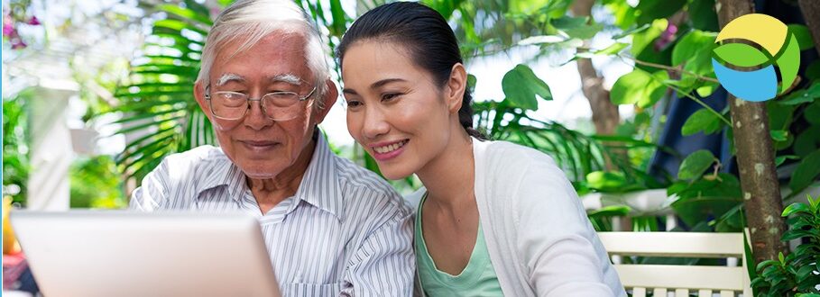 Daughter and grandfather together image