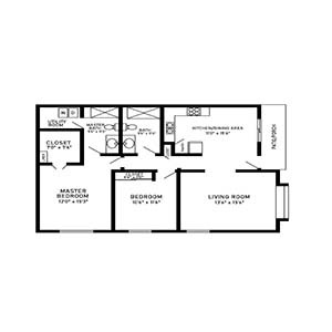 residential living 2 bed 2 bath cottage - floor plan holmstad