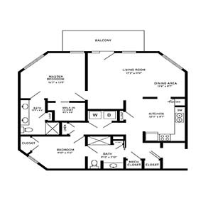 residential living 2 bed 2 bath town center H - floor plan holmstad